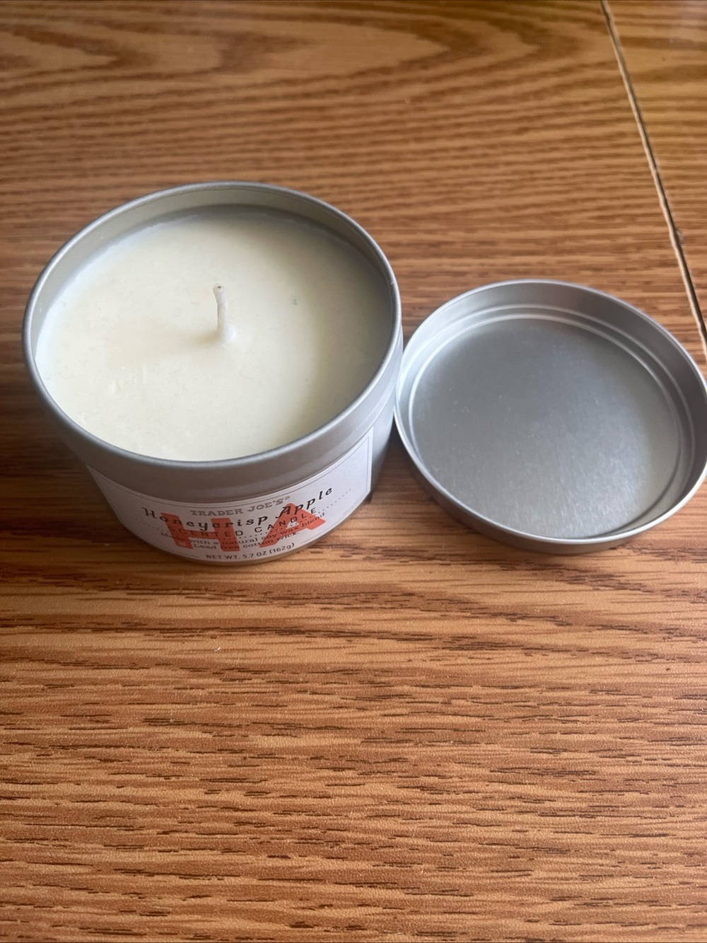 Trader Joe's Hazelnut Apple Scented Tin Candle — Cream